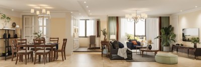 美式客餐厅3D模型下载